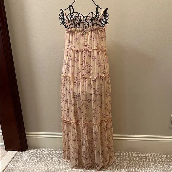 June and Hudson Floral Pink Maxi Dress - Picture 8 of 9